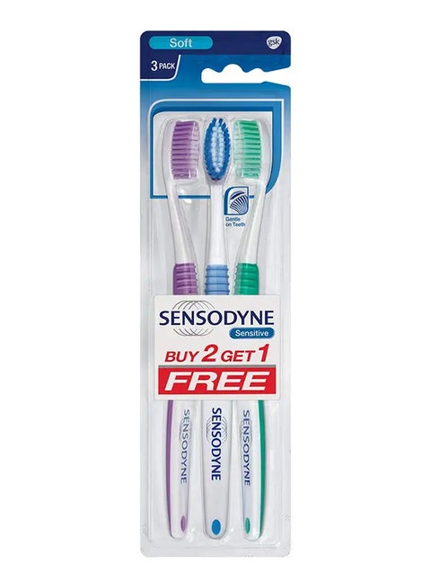 3-Piece Toothbrush Set Multicolour