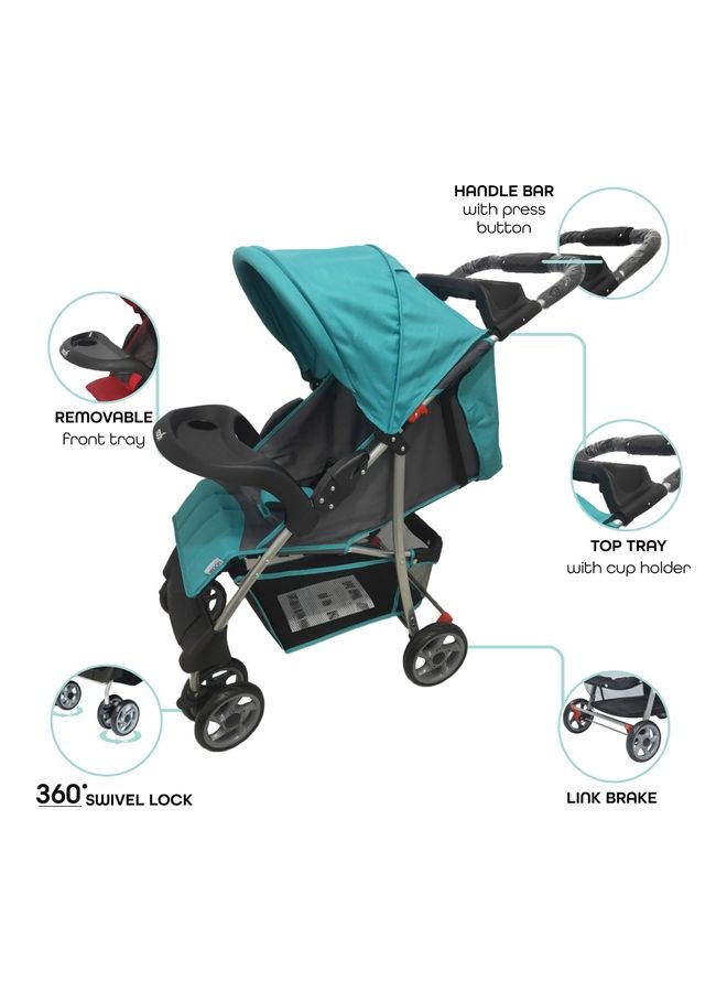 Moon Trek - One Fold Stroller -Sea Blue - Image 3