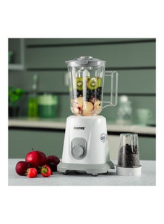 GEEPAS 2-in-1 Blender, Multifunctional Mixer Grinder, 1.5L PC Unbreakable Jar & Coffee Grinder | 2 Speed Control With Pulse Function | Safety Interlock | Stainless Steel Sharp Blades, Non- Slip Feet. 1.5 L 550.0 W GSB44083-N White  - Image 5