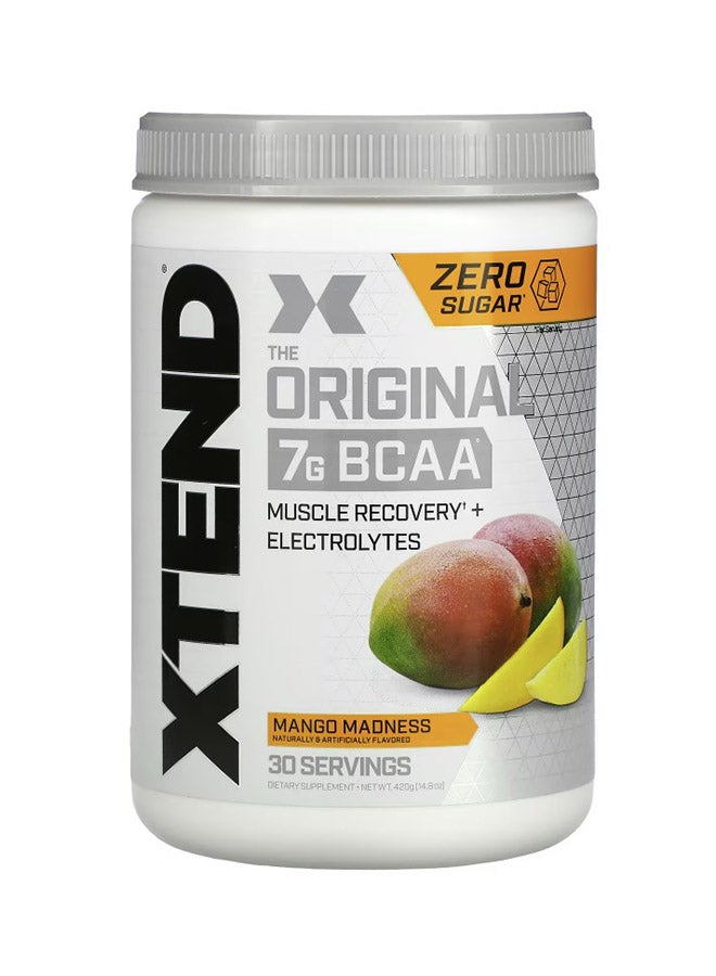 Xtend No Suger The Original 7G Bcaa Muscle Recovery + Electrolytes Mango Madness Naturally &Artificially Flavored 405 Gram 30-Serving