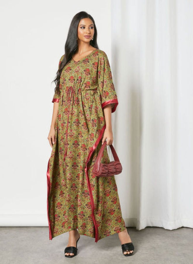 Zyna Fashion - Trendy Modest V-Neck Kaftan Multicolour - Image 1
