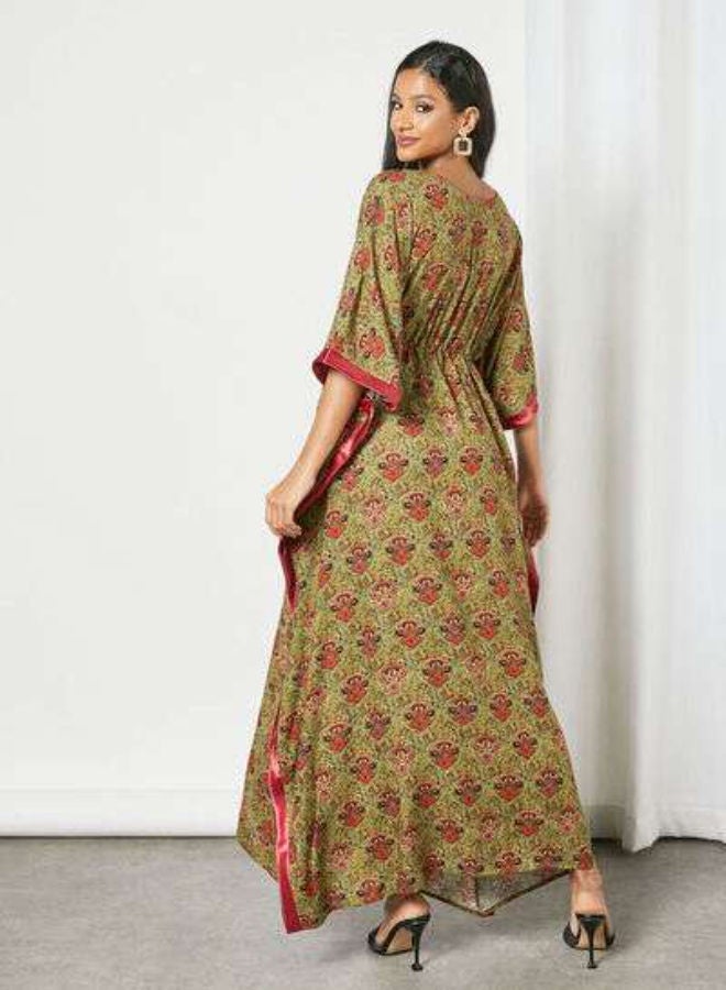 Zyna Fashion - Trendy Modest V-Neck Kaftan Multicolour - Image 1