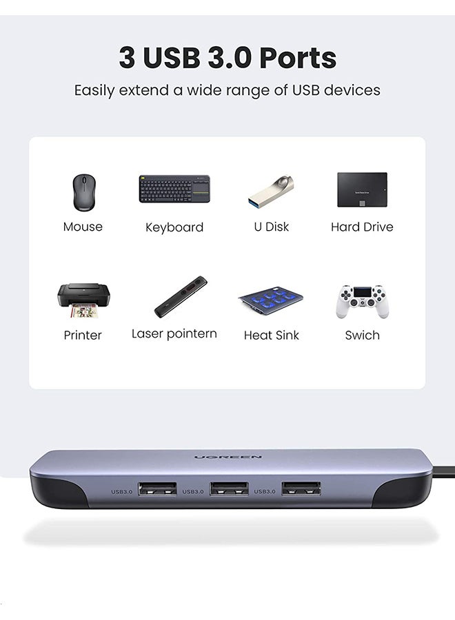USB C Hub 9 in 1 USB Type C Multiport Foldable Adapter Dock with 4K HDMI, VGA, Gigabit Ethernet, PD Charging, 3 USB 3.0 Ports, SD Card Reader inch black