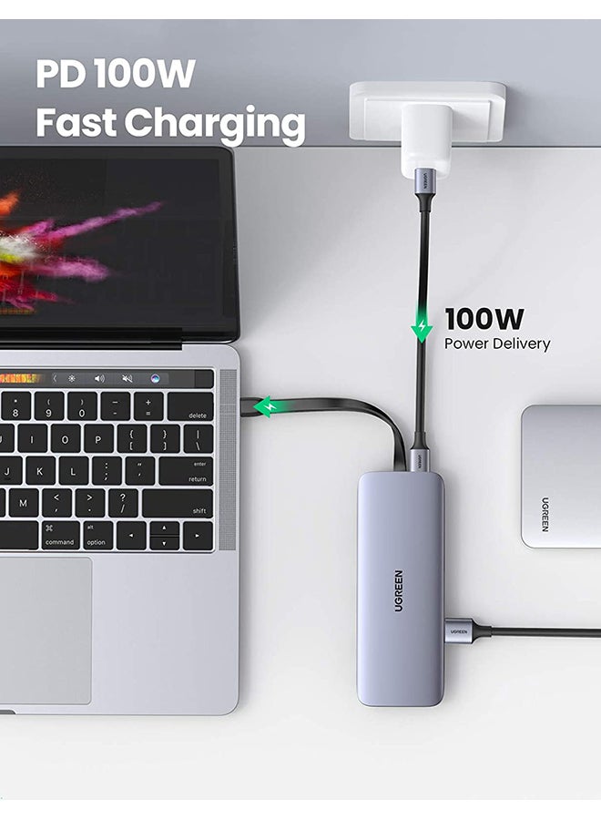 USB C Hub 9 in 1 USB Type C Multiport Foldable Adapter Dock with 4K HDMI, VGA, Gigabit Ethernet, PD Charging, 3 USB 3.0 Ports, SD Card Reader inch black