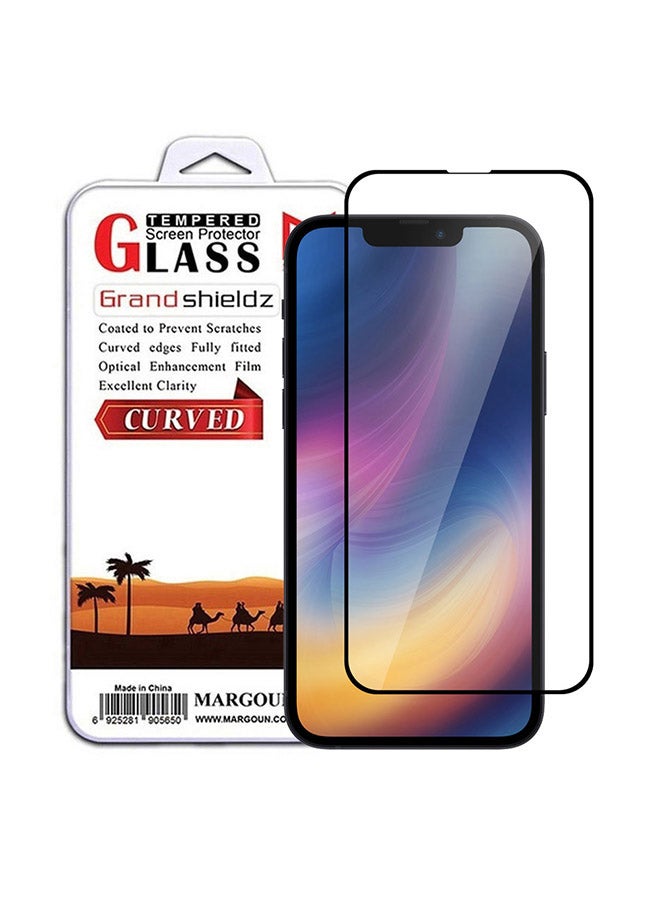 مارجون Screen Protector Anti-Scratch Tempered Glass Clear 3D HD Edge to Edge Full Coverage 9H Case Friendly Film For Apple iPhone 14 6.1 inch Clear/Black - Image 1