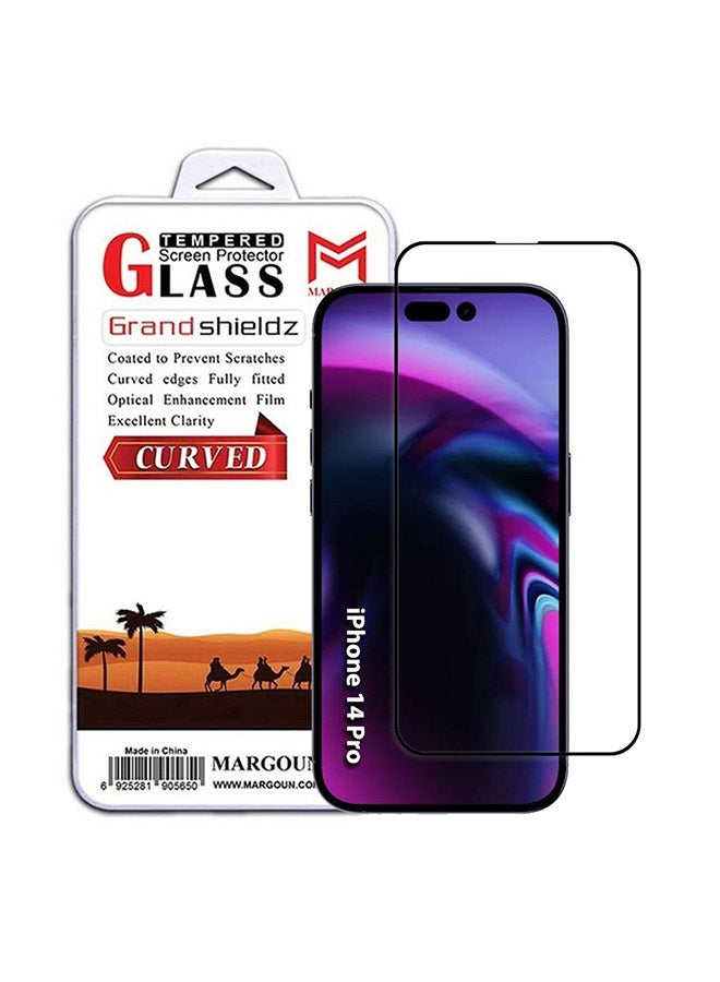 MARGOUN Anti-Scratch Tempered Glass Clear HD Edge to Edge Full Coverage 9H Case Friendly Film Screen Protector For Apple iPhone 14 Pro 6.1 inch Clear/Black - Image 1