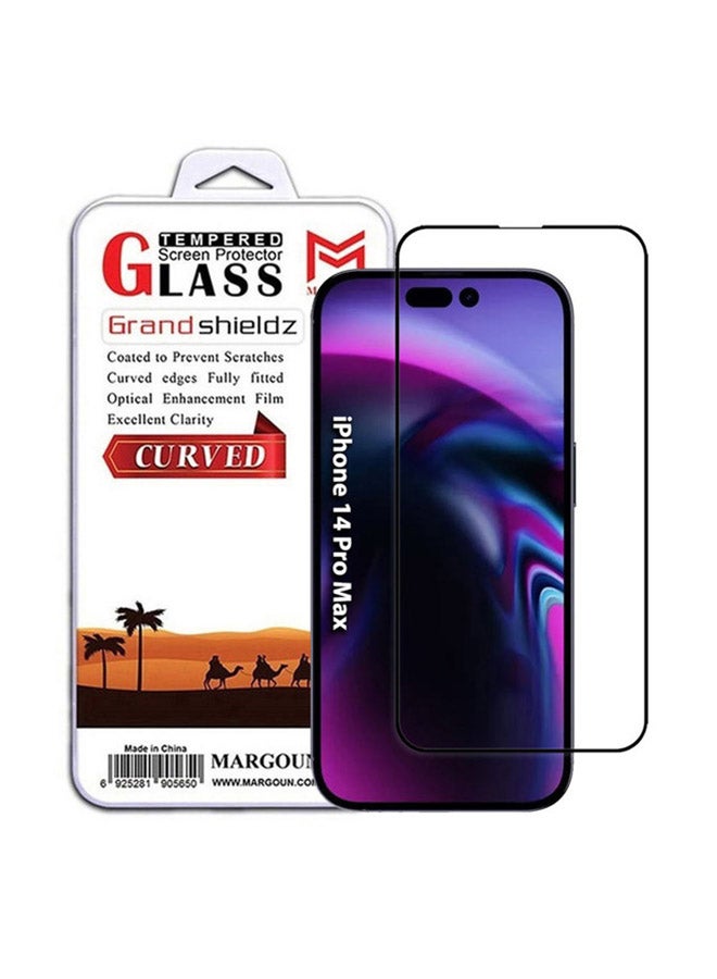 MARGOUN Apple iPhone 14 Pro Max Screen Protector Anti-Scratch Tempered Glass Clear HD Edge to Edge Full Coverage 9H Case Friendly Film 6.7 Inch Clear/Black - Image 1