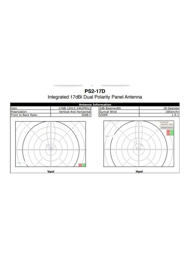 UBIQUITI PS2-17D PowerStation2 802.11b/g 400mW, DualPolarity Antenna White  - Image 3