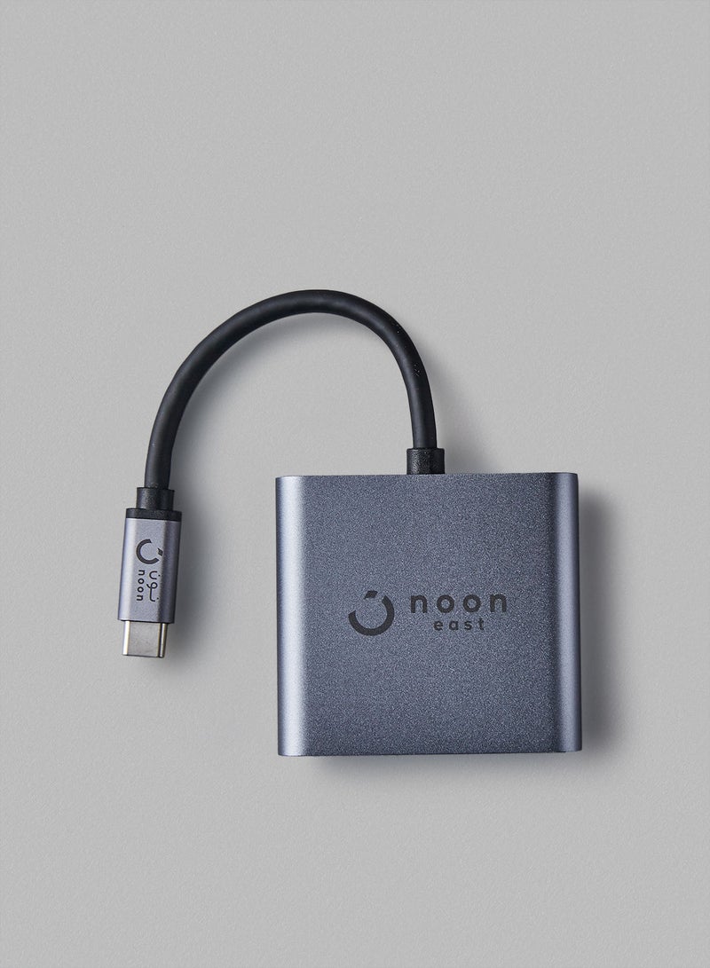Noon East - USB C Data Hub Adapter 3-In-1 (Type C to HDMI, USB 3.0 and Type C) For MacBook And Windows Laptops - Grey - Image 1