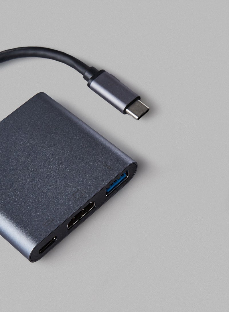 Noon East - USB C Data Hub Adapter 3-In-1 (Type C to HDMI, USB 3.0 and Type C) For MacBook And Windows Laptops - Grey - Image 1
