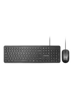 PROMATE Wired Keyboard with 1200 DPI Mouse, 106-Keys Quiet, Slim Design and Angled Kickstand, COMBO-KM2.E/A Black  - Image 1