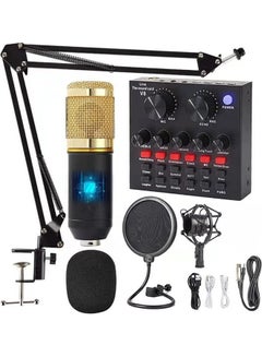Professional Condenser Microphone Bundle Set Black/Gold/Red