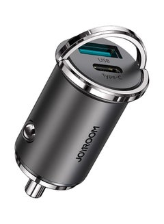 JOYROOM 20W Mini Dual-Port Ring-Pull Fast Car Charger (Pd+Qc3.0) Black  - Image 1
