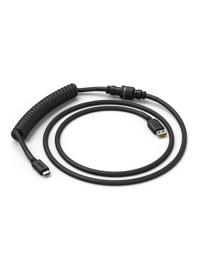 Glorious Glorious Coiled Keyboard Cable – Coiled USB C Cable Artisan Braided Cables for Mechanical Gaming Keyboard Coiled Cable -Custom Keyboard Cable (Black)  - Image 1