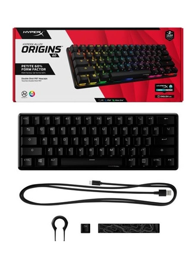 HYPERX - Alloy Origins 60 - Mechanical Gaming Keyboard - Ultra Compact 60% Form Factor - Tactile Aqua Switch - Double Shot PBT Keycaps - RGB LED Backlit - NGENUITY Software Compatible - Black - Image 1