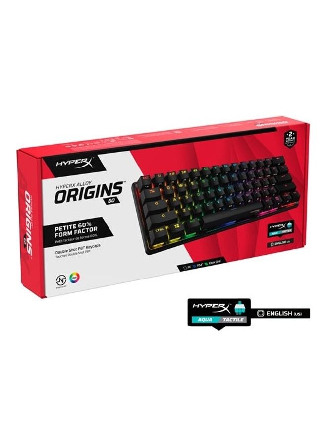 HYPERX - Alloy Origins 60 - Mechanical Gaming Keyboard - Ultra Compact 60% Form Factor - Tactile Aqua Switch - Double Shot PBT Keycaps - RGB LED Backlit - NGENUITY Software Compatible - Black - Image 1