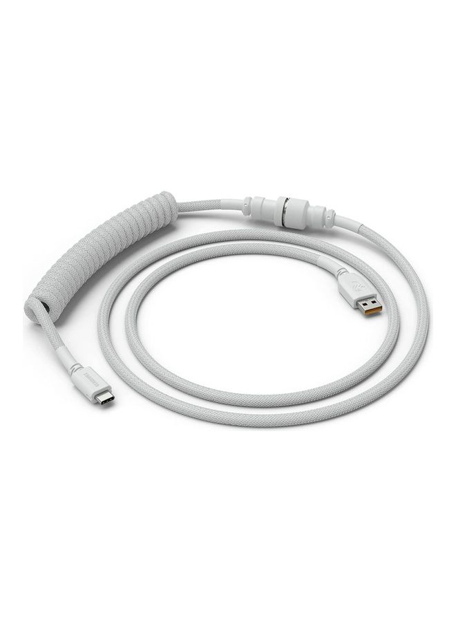 Glorious Coiled Keyboard Cable – Usb C Artisan Braided Cables For Mechanical Gaming - Custom (White)  - Image 1