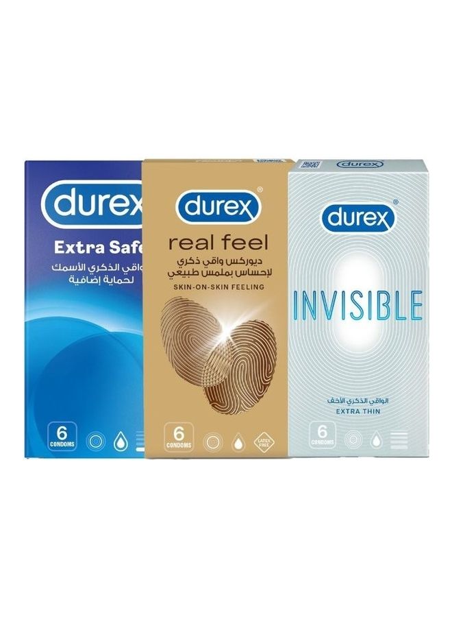 Durex Bundle Of Extra Safe Condom With Invisible Condom And Real Feel Condom - Image 2