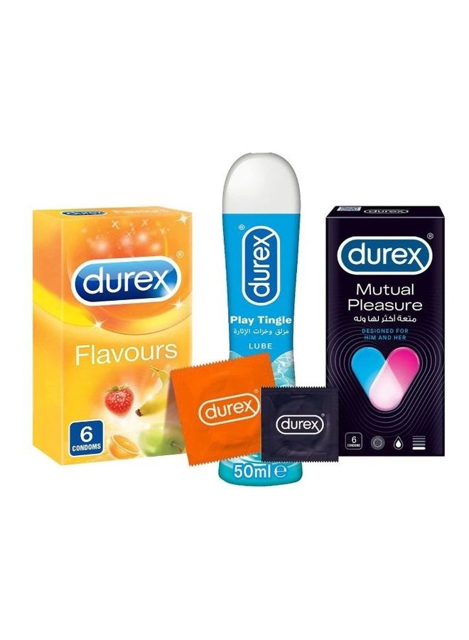 دوريكس مجموعة من (6 واقي ذكري ميوتشوال بليجر+ 6 واقي ذكري ملون و معطر + 50 مل مزلق وخزات الأثارة) - Image 2