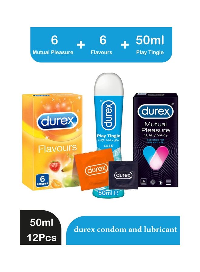 دوريكس مجموعة من (6 واقي ذكري ميوتشوال بليجر+ 6 واقي ذكري ملون و معطر + 50 مل مزلق وخزات الأثارة) - Image 1