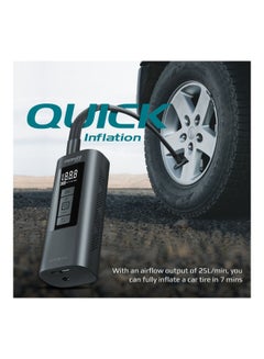 PROMATE 6000 mAh Portable Air Compressor, 4-In-1 Compact Electric Air Pump With Power Bank, 150Psi, Led Light, Sos Function, Safety Hammer And Built-In Tpms For Car Tires, Usb-Powered Smartphones, Aerify Black  - Image 2