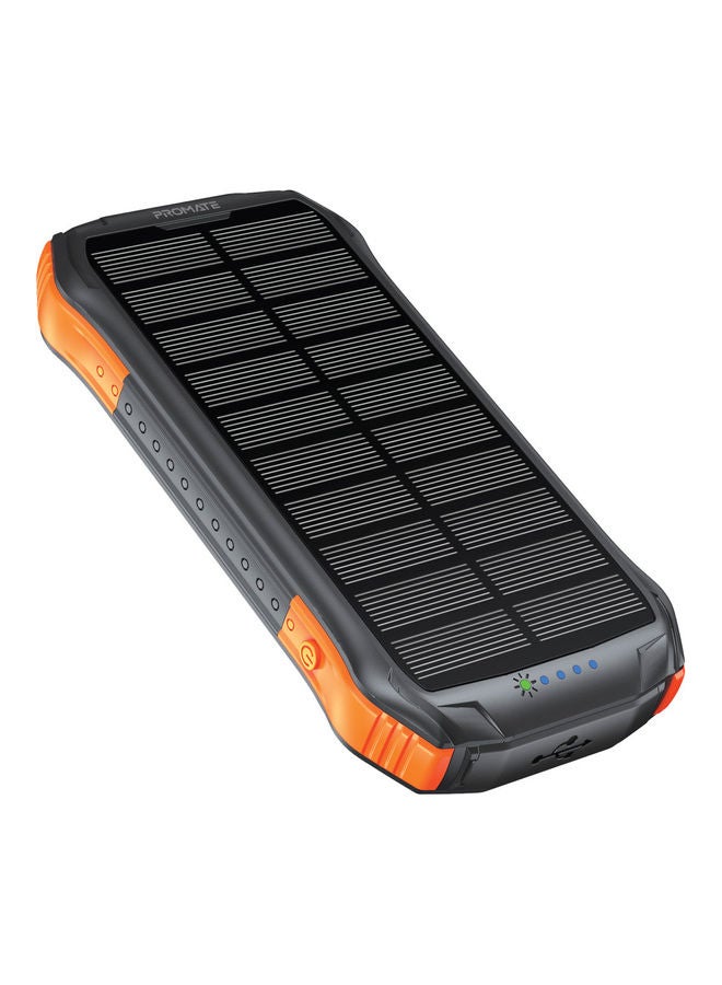 PROMATE 10000 mAh Solar Power Bank, Portable Battery Charger With Ip65 Water Resistant, 10W Qi Charger, 20W Usb-C Power Delivery, Qc 3.0 Port, 5V/2A Usb Port And 300Lm Led Light Solartank-10Pdqi Black  - Image 1