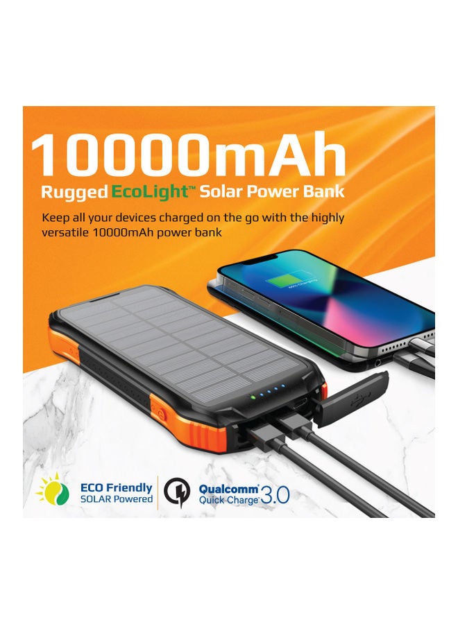 10000 mAh Solar Power Bank, Portable Battery Charger With Ip65 Water Resistant, 10W Qi Charger, 20W Usb-C Power Delivery, Qc 3.0 Port, 5V/2A Usb Port And 300Lm Led Light Solartank-10Pdqi Black - v1662618876/N53349111A_2