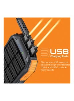 بروميت بنك الطاقة الشمسية، شاحن بطارية محمول مقاوم للماء IP65، شاحن Qi 10 وات، توصيل طاقة USB-C 20 وات، منفذ Qc 3.0، منفذ USB 5V/2A وإضاءة LED 300Lm Solartank-10Pdqi  - Image 3