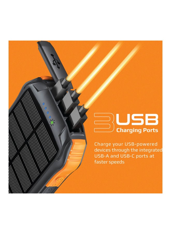 PROMATE 10000 mAh Solar Power Bank, Portable Battery Charger With Ip65 Water Resistant, 10W Qi Charger, 20W Usb-C Power Delivery, Qc 3.0 Port, 5V/2A Usb Port And 300Lm Led Light Solartank-10Pdqi Black  - Image 3