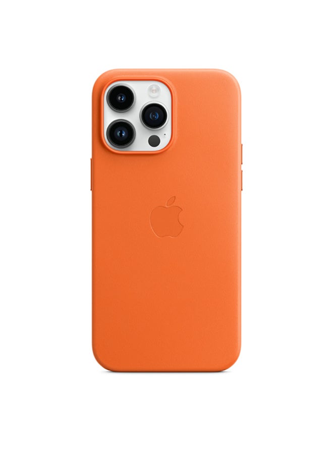 Apple - iPhone 14 Pro Max Leather Case with MagSafe Orange - Image 1