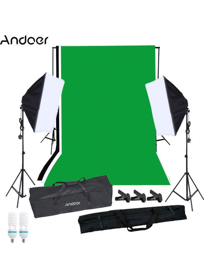 ANDOER - 14-Piece Photography Softbox Lighting Kit Green/Black/White - Image 1