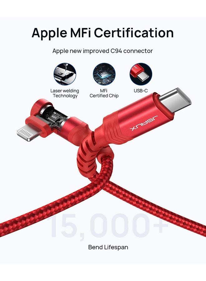 JSAUX - Mfi Usb-C To Lightning Cable 1.8M Red - Image 1