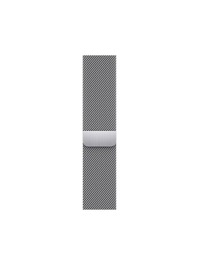 Apple - Watch Series 8 GPS + Cellular 45mm Stainless Steel Case With Silver Milanese Loop - Image 1