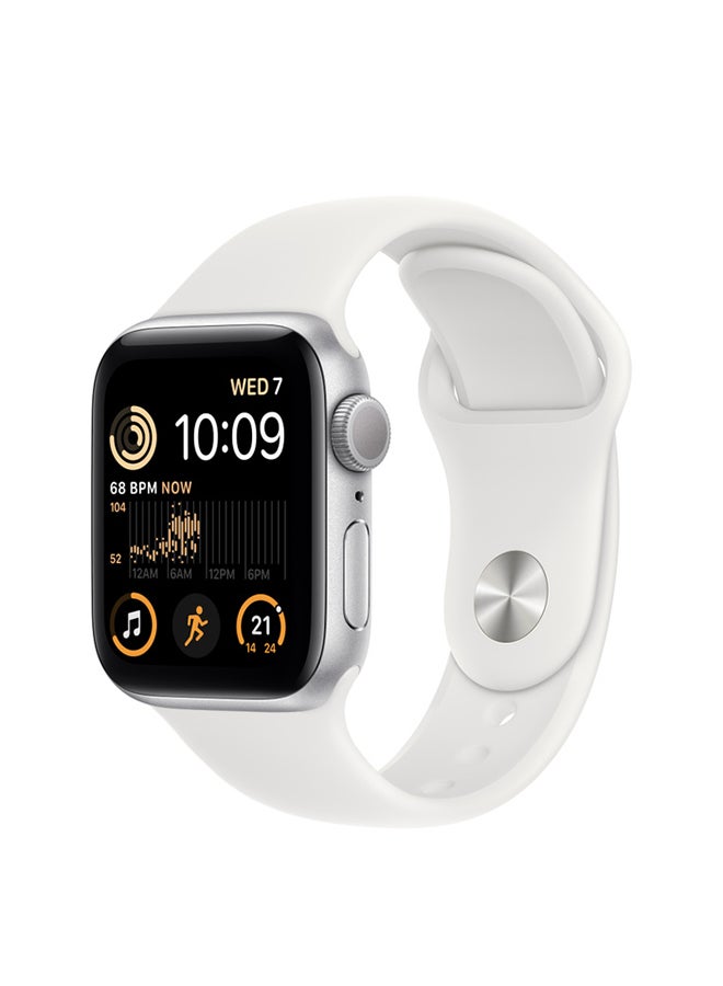 Apple - Watch SE GPS + Cellular 40mm Aluminium Case With Sport Band - Regular Silver (2022) - Image 1