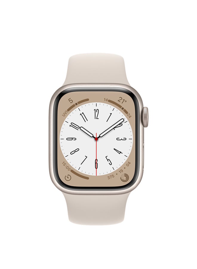 Apple - Watch Series 8 GPS 45mm Starlight Aluminium Case Starlight Sport Band - Image 1
