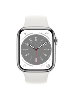 Apple Watch Series 8 GPS + Cellular 41mm Silver Stainless Steel Case With White Sport Band  - Image 2