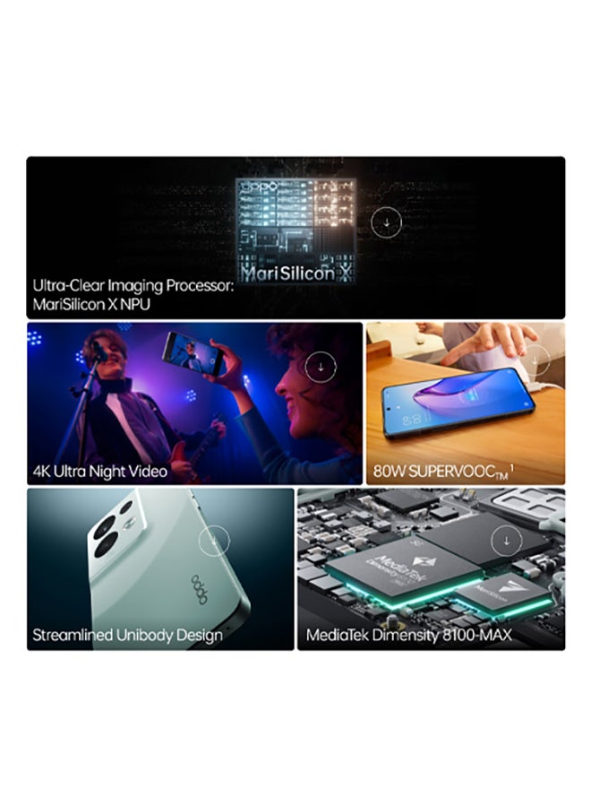 OPPO - Reno 8 Pro 5G Dual SIM Glazed Black 12GB RAM 256GB - Middle East Version - Image 1