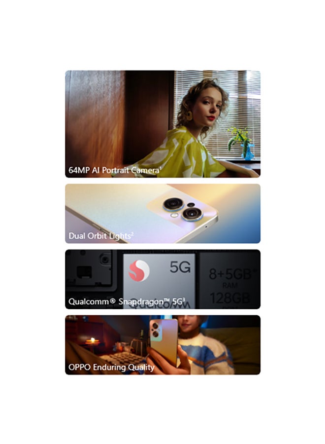 أوبو هاتف رينو 8z ثنائي الشريحة بذاكرة رام سعة 8 جيجابايت وذاكرة داخلية سعة 128 جيجابايت يدعم تقنية 5G بلون أسود لون ضوء النجوم - إصدار الشرق الأوسط - Image 4
