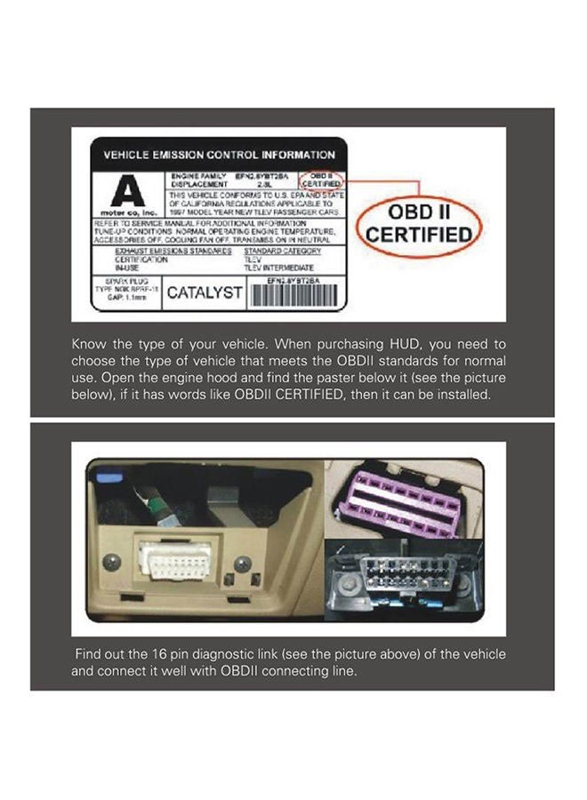 Generic - HUD Head Up Display With OBD2 Interface Plug - Image 1