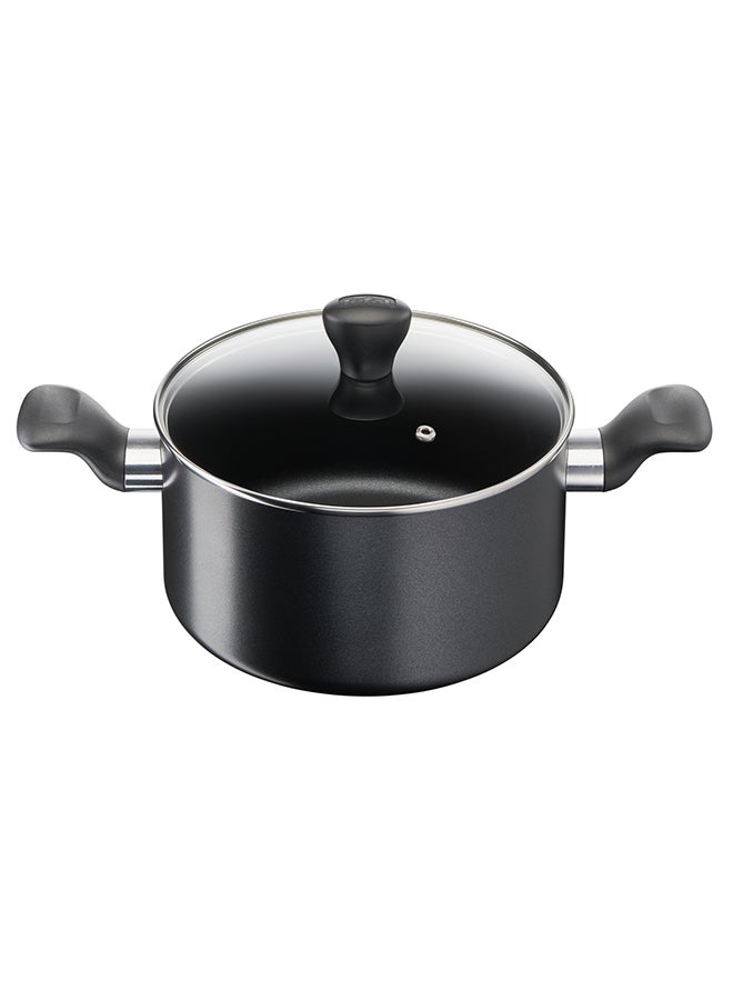 Tefal - TEFAL Cookware Set of 9 PCs |Super Cook| frypan 24 cm/wokpan 28 cm/stewpots 22/24 cm/spoon/slotted spoon/slotted spatula | Aluminium Non-Stick with Thermo Signal | Black | 2 Years Warranty | B459S984 Black 24,28,22,24cm - Image 1