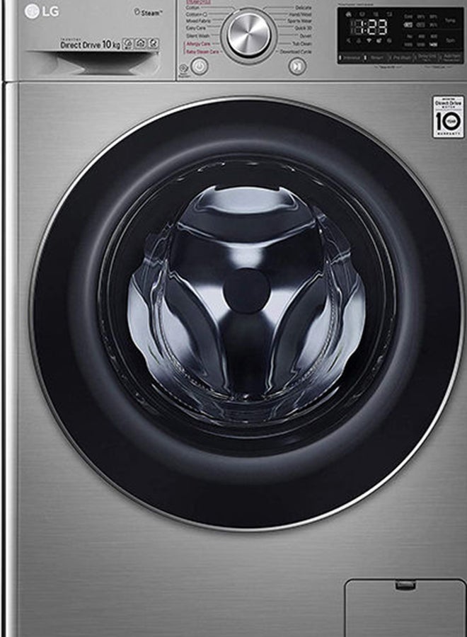 LG - 1400 RPM Front Load Washing Machine 1795 W F4V5RYP2T Stainless Silver - Image 1