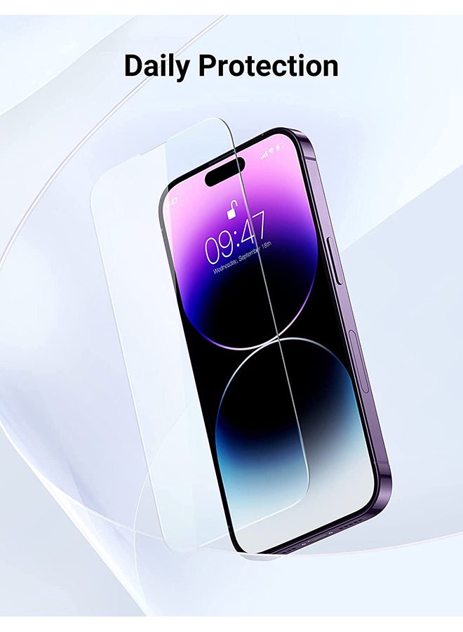 Ugreen - 2 Pack iPhone 14 Pro Screen Protector 6.1 Inch with Alignment Frame Easy Installation Bubble Free HD Clear Scratch Resistant Anti-Fingerprint Tempered Glass Film Full Screen Coverage Clear - Image 1