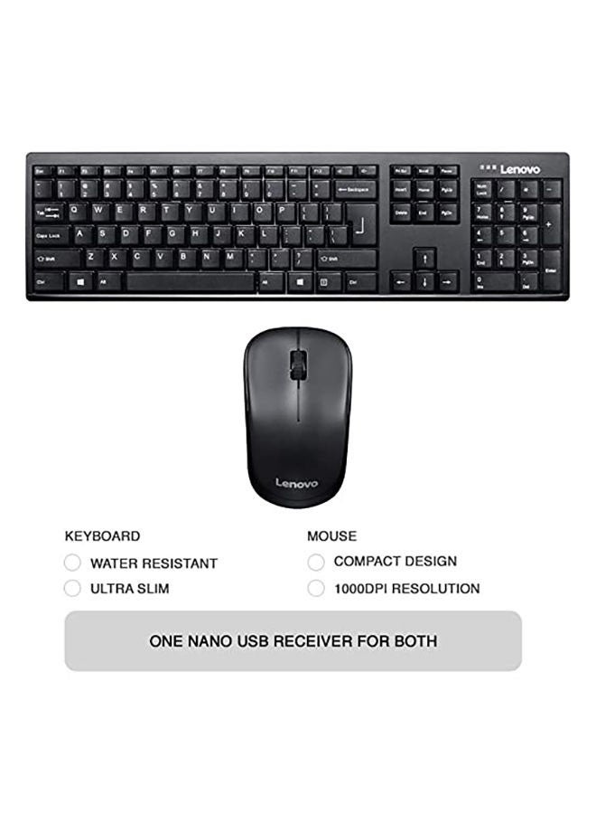 Lenovo - Wireless Keyboard Mouse Combo Black - Image 1