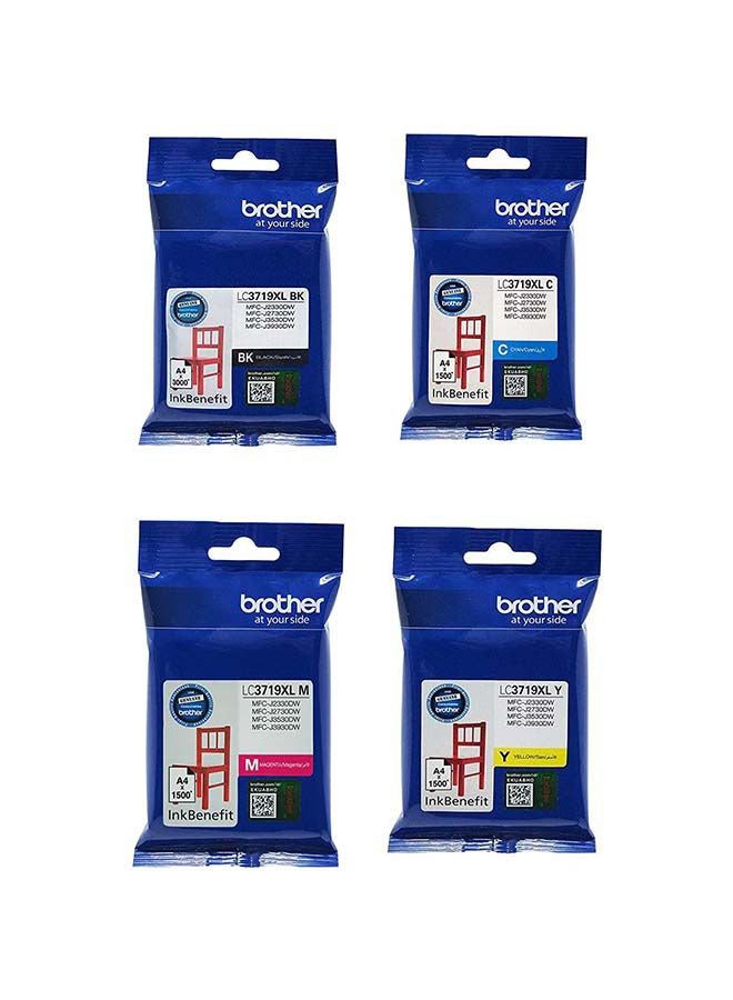 بروذر - طقم أحبار ذات كثافة عالية LC3719XL مناسبة لطابعات MFC-J2730DW وJ3530DW وJ3930DW متعدد الألوان - Image 1