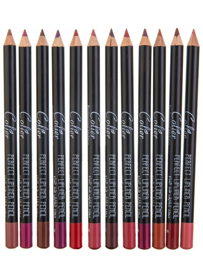 COLIER 12-Piece Waterproof Lipliner Pencil Set Multicolour  - Image 1