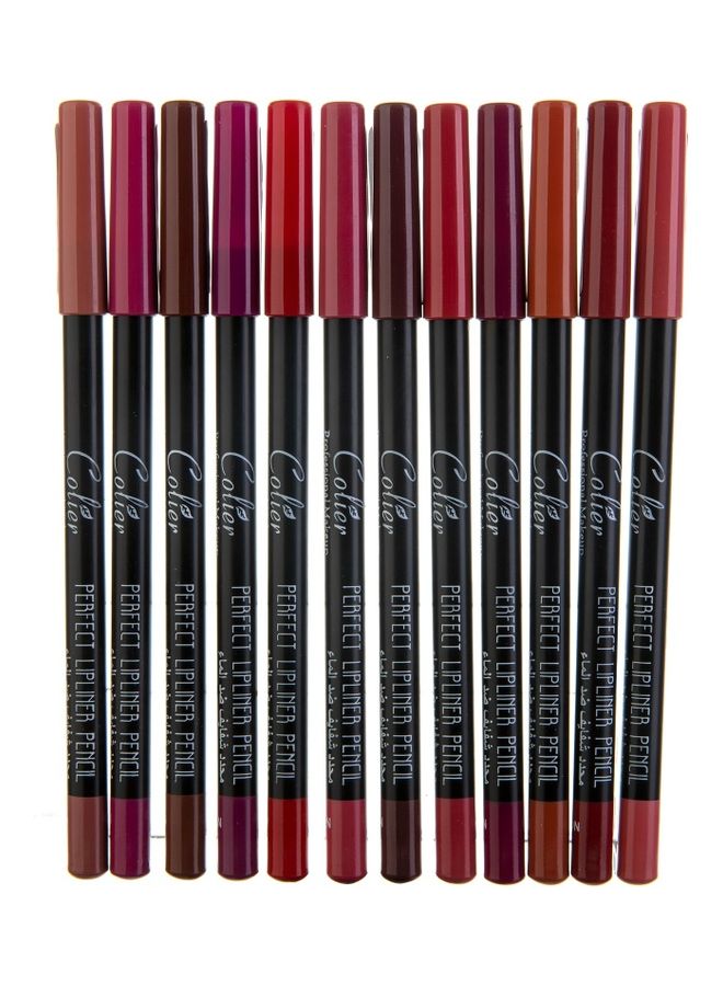 COLIER 12-Piece Waterproof Lipliner Pencil Set Multicolour  - Image 2