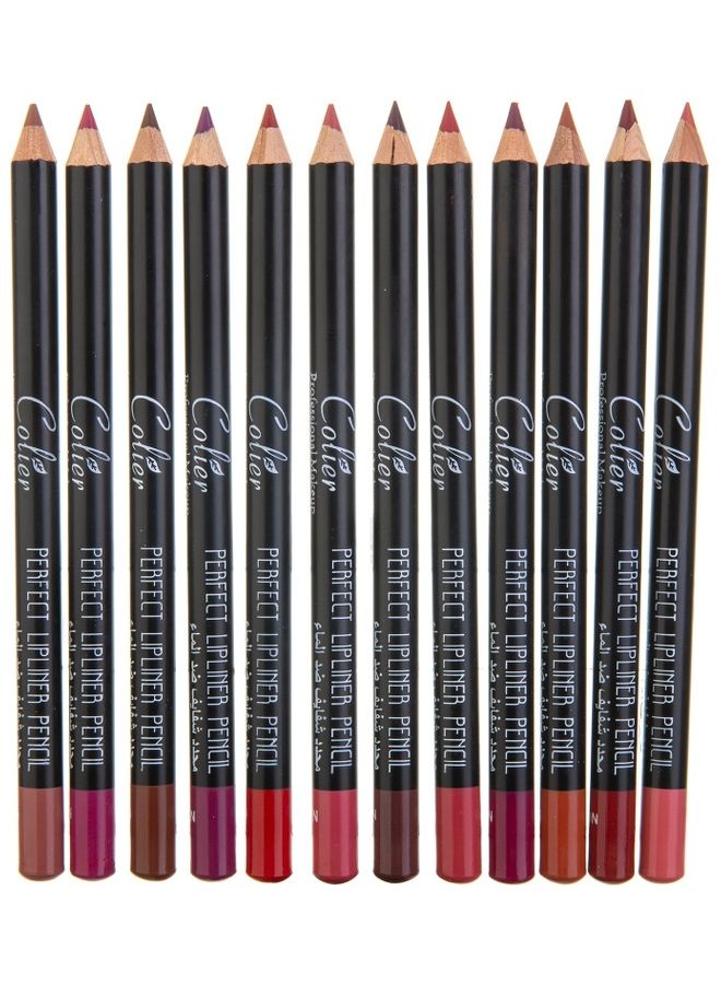 COLIER - 12-Piece Waterproof Lipliner Pencil Set Multicolour - Image 1