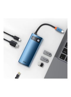 Baseus Metal Gleam Series 6-in-1 Multifunctional Type-C HUB Docking Station 4K Blue  - Image 1