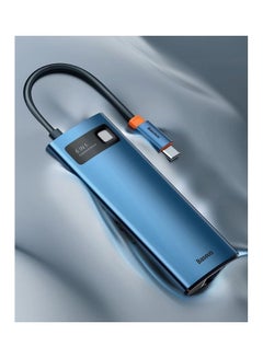 Baseus Metal Gleam Series 6-in-1 Multifunctional Type-C HUB Docking Station 4K Blue  - Image 2
