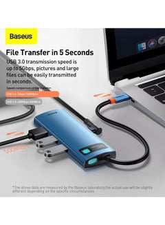 Baseus Metal Gleam Series 6-in-1 Multifunctional Type-C HUB Docking Station 4K Blue  - Image 3